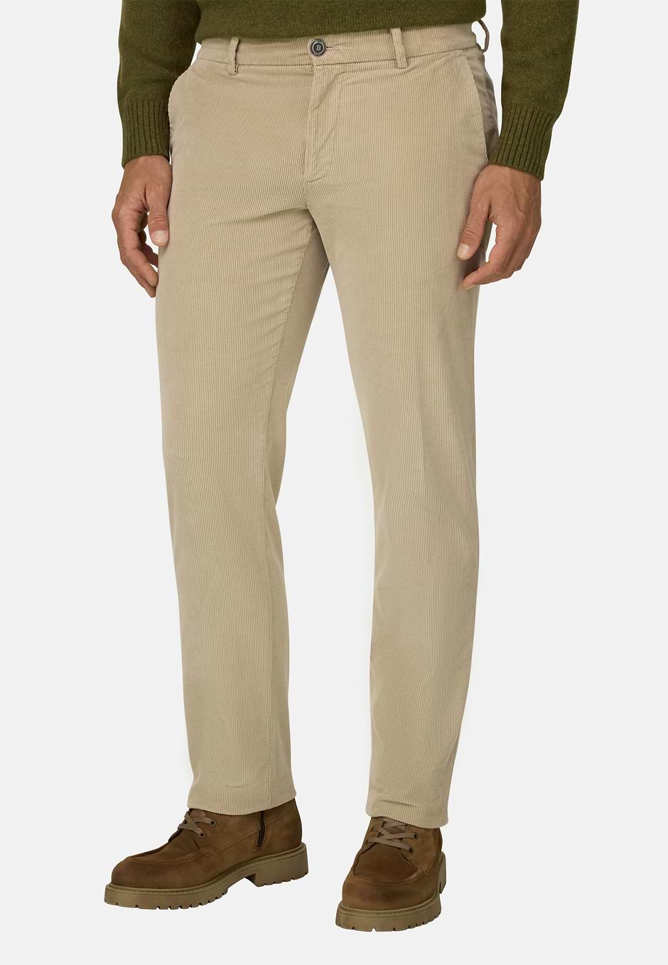 Stretch Velvet Trousers, Beige, hi-res