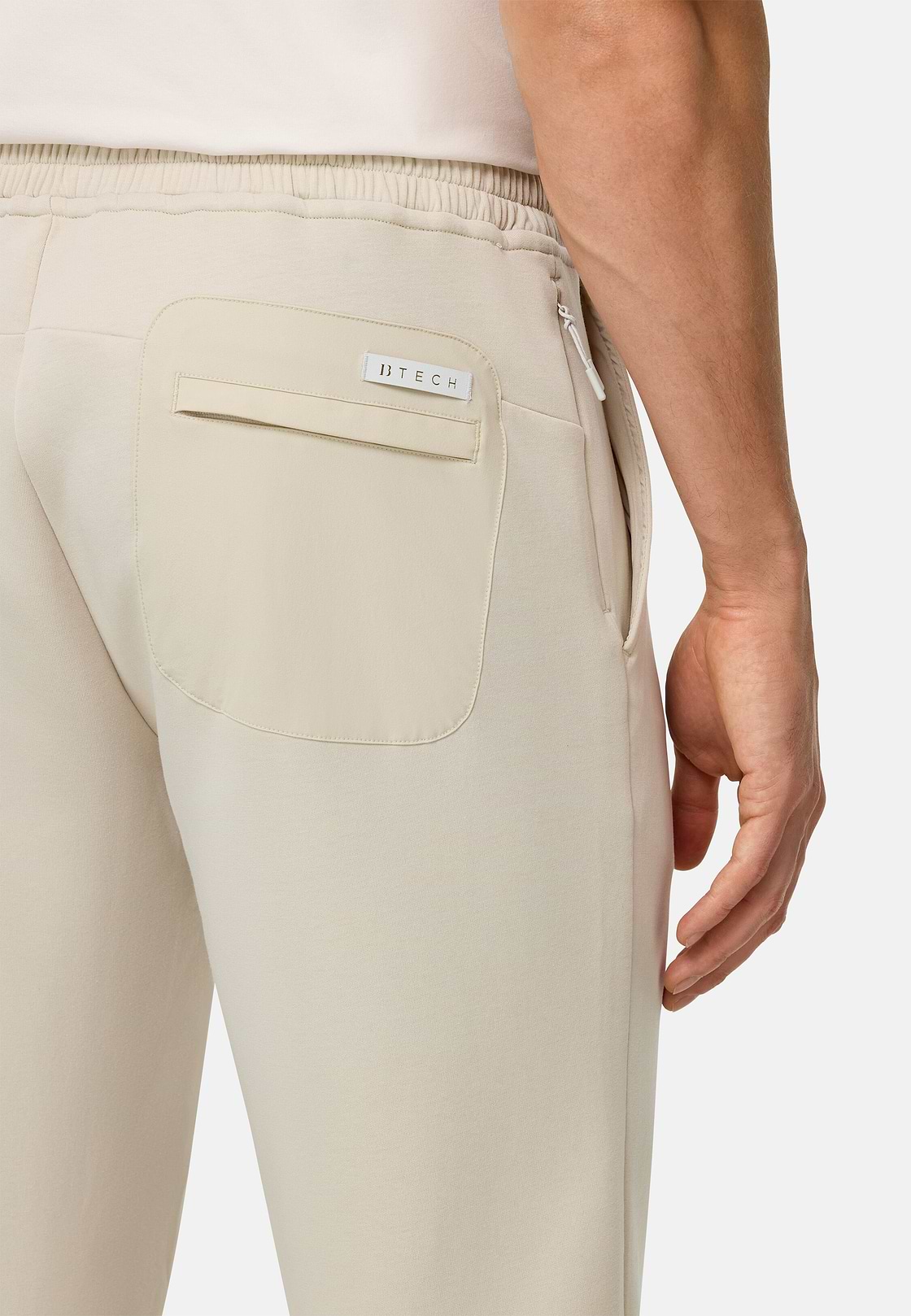 Lightweight Scuba Cotton Blend Trousers, Sand, hi-res