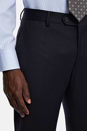 Navy Blue Micro Herringbone Suit In Stretch Wool, Navy blue, hi-res