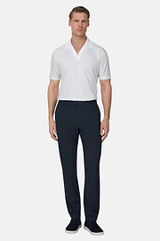 Hose Aus Elastischem Seersucker-BaumwolleNylon B T, Navy blau, thumb, 2