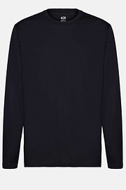 T-shirt À Manches Longues En Jersey De Coton Pima, bleu marine, hi-res