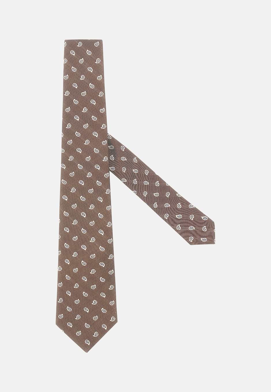 Cravate Motif Paisley En Soie Mélangée, Taupe, hi-res