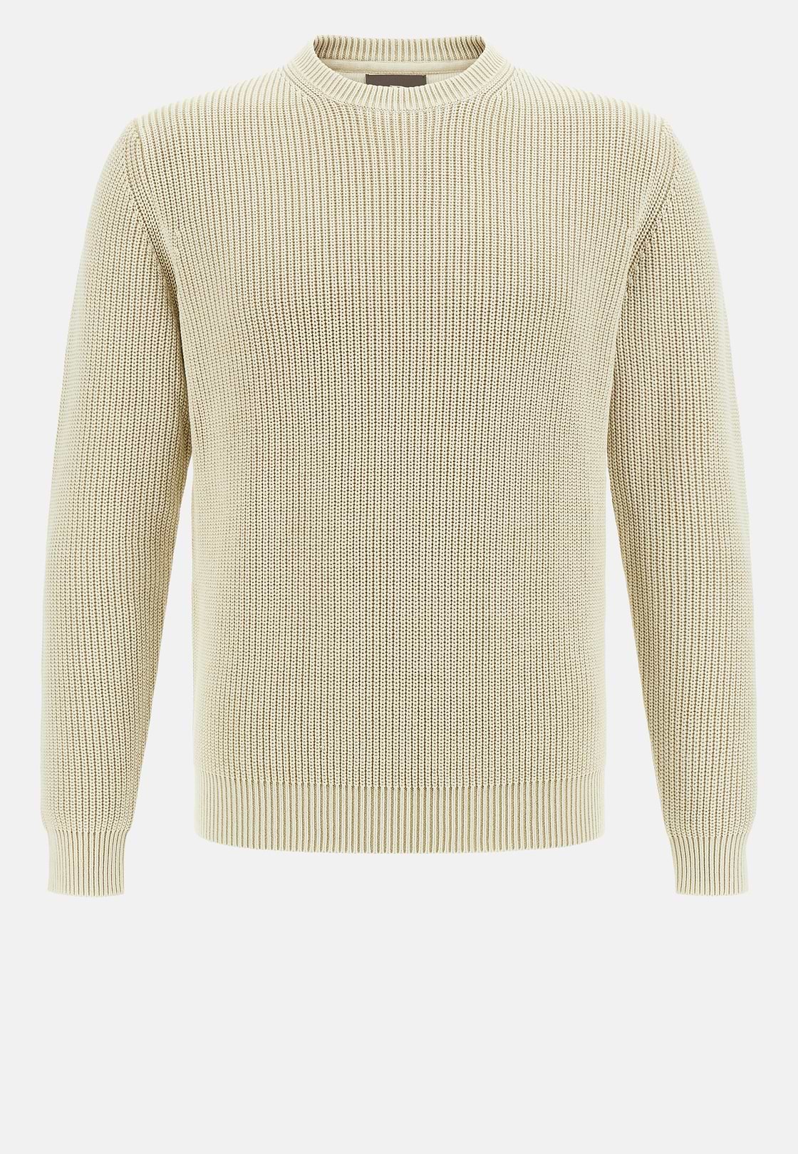 100% Organic Cotton Crew Neck Jumper, Sand, hi-res