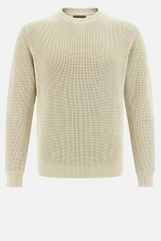 100% Organic Cotton Crew Neck Jumper, Sand, hi-res