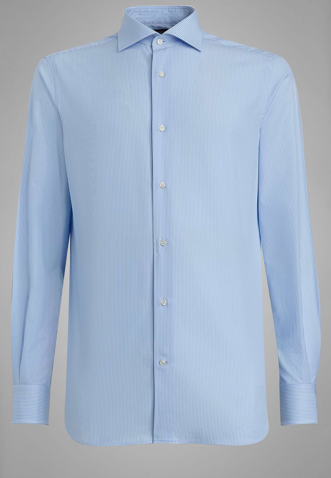 Camisa en algodón de rayas azules regular fit, , hi-res, 3