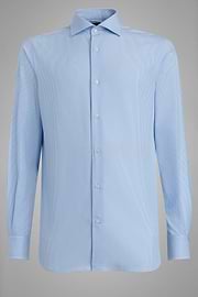 Camisa en algodón de rayas azules regular fit, , thumb, 3