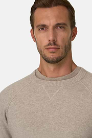 Crew Neck Jumper in Yak Wool, Sand, thumb, 3