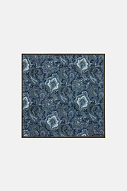 Paisley Design Wool Pocket Square, Navy blue, hi-res