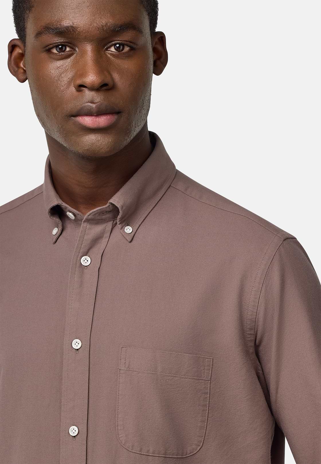 Camisa Oxford de algodón corte regular, Taupe, hi-res