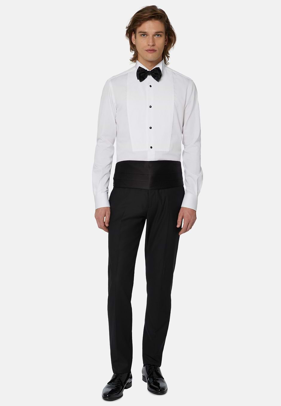Slim Fit White Cotton Shirt, White, hi-res