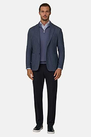 Blazer Micro Patterned Wool Blend, Navy blue, thumb, 2