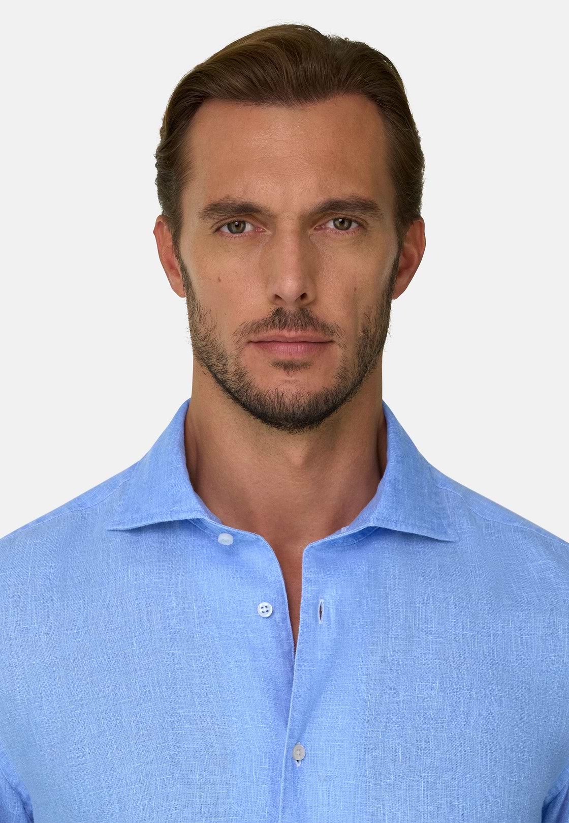 Chemise Bleu Clair En Lin Coupe Droite, , hi-res, 3