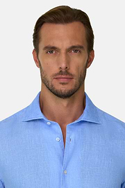 Chemise Bleu Clair En Lin Coupe Droite, , thumb, 3