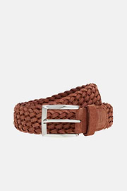 Ceinture Tressée En Daim, Rojo, hi-res
