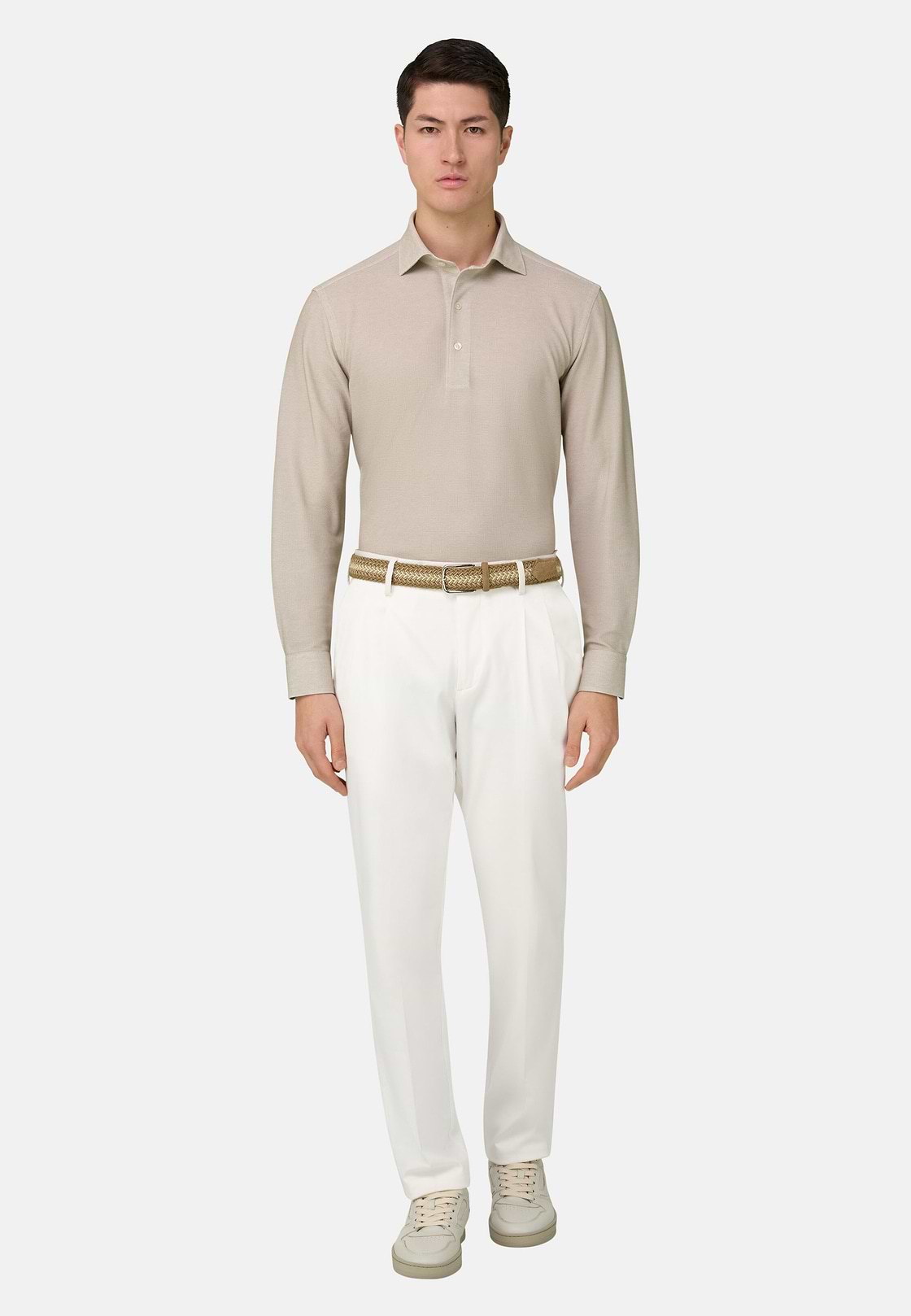 Stretch Cotton/Tencel Trousers, White, hi-res, 3