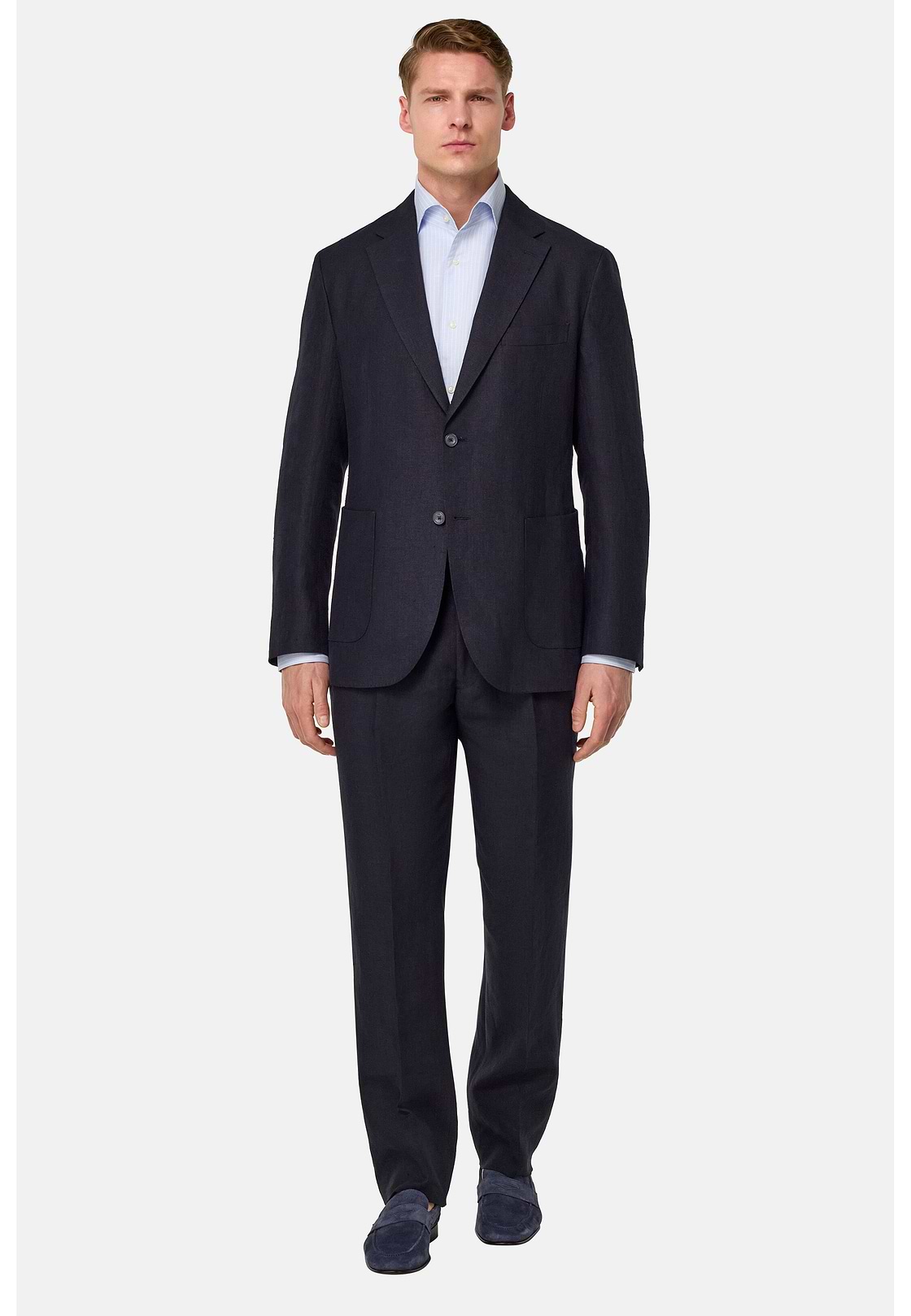 Costume En Pur Lin, bleu marine, hi-res