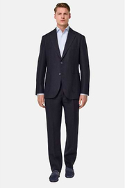 Costume En Pur Lin, bleu marine, hi-res