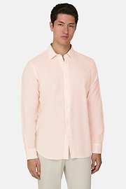 Camicia In Tencel Lino Regular Fit, Rosa, thumb, 1