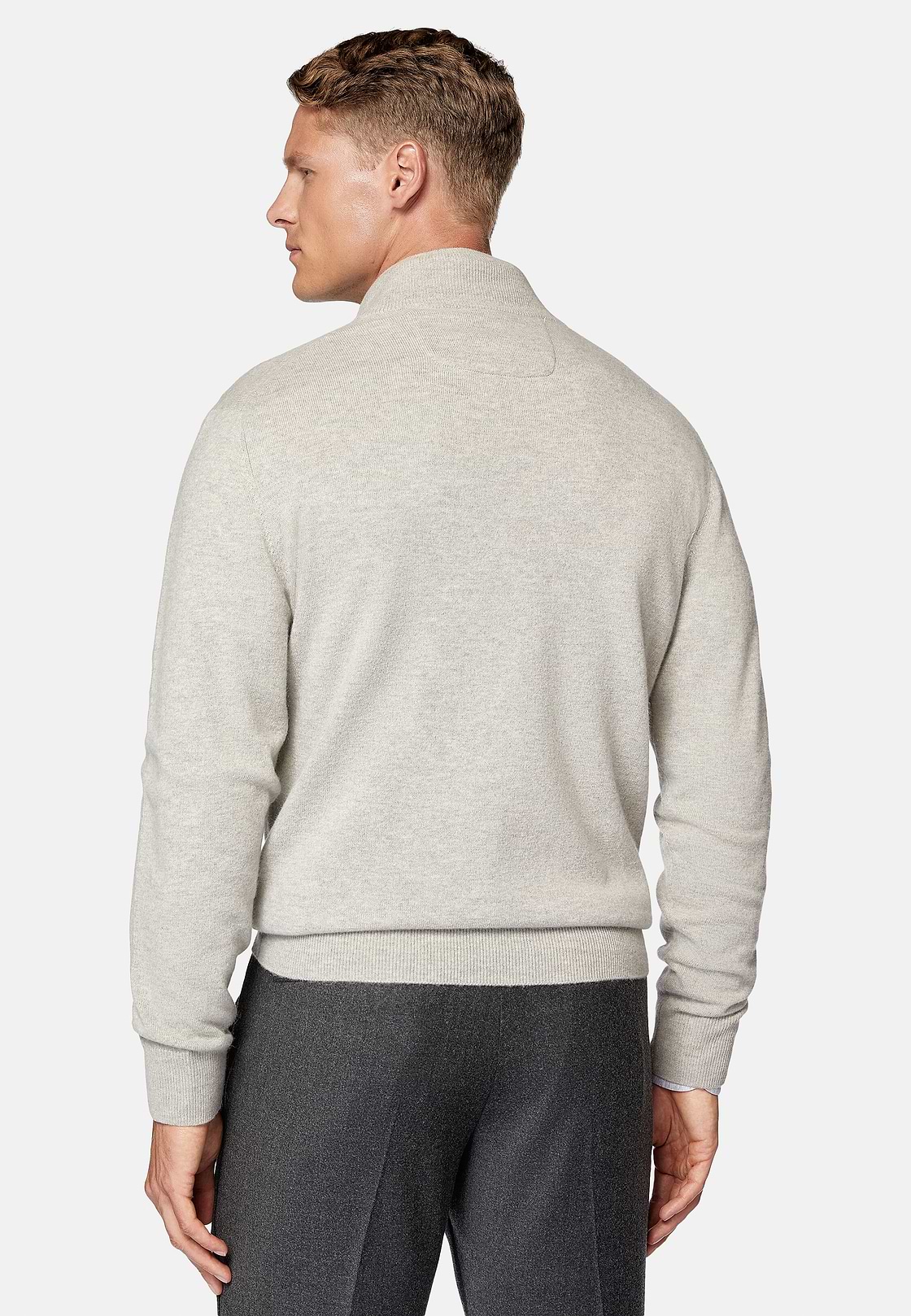 Pull Full Zip Sable En Laine Cachemire, Sable, hi-res