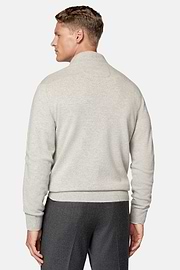 Pull Full Zip Sable En Laine Cachemire, Sable, hi-res