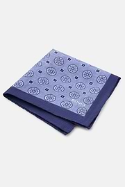 Pocket Square Medallion Pattern Print in Silk, Light Blue, thumb, 1
