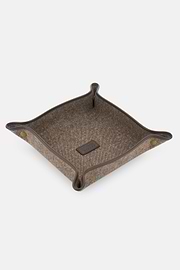 Valet Tray in Leather and Wool, Taupe, thumb, 1