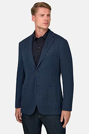 Blazer Gestructureerd Gemengd Katoen B Jersey, Indigo, thumb, 1