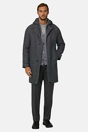 Single-Breasted Coat in Wool Blend, Dark Grey, thumb, 2