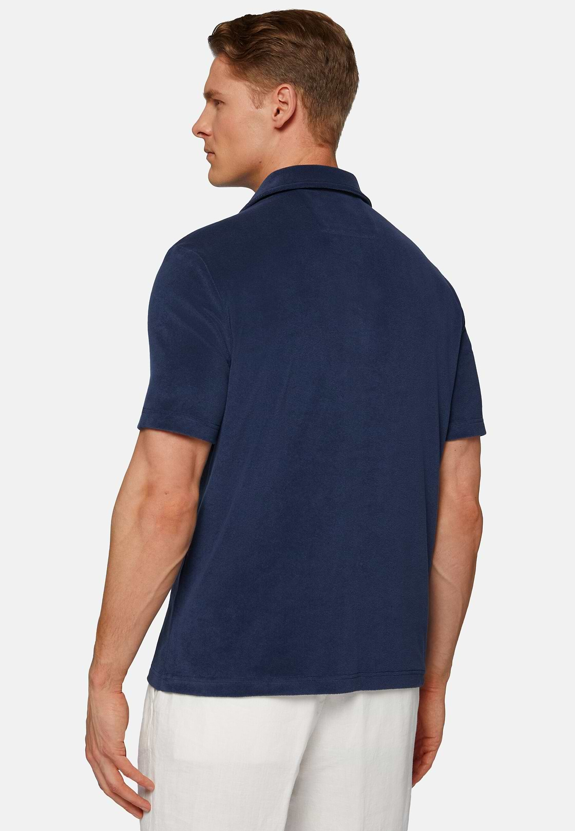 Cotton/Nylon Polo Shirt, Navy blue, hi-res