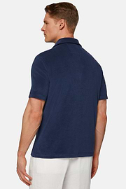 Cotton/Nylon Polo Shirt, Navy blue, hi-res