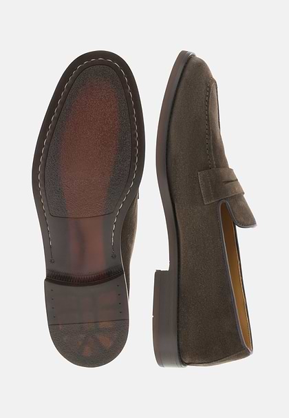 Suede Loafers, Brown, hi-res