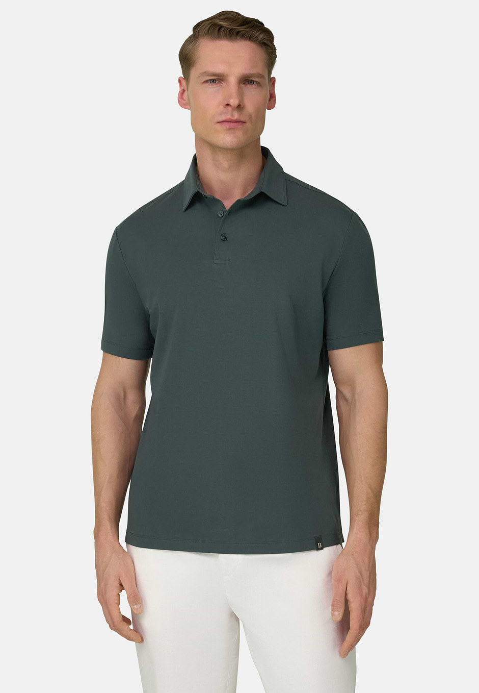 Polo Shirt In Stretch Supima Cotton, Green, hi-res