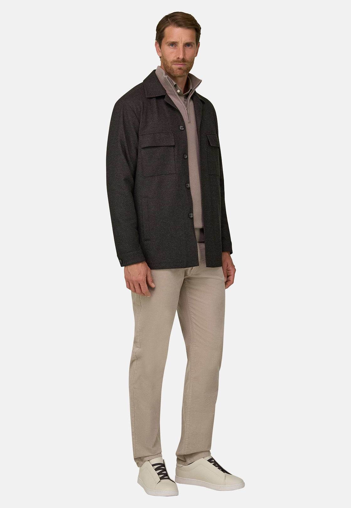Shacket Herringbone Viscose Blend, Brown, hi-res, 2