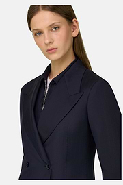 Double-Breasted Pinstripe Wool Blazer, Navy blue, thumb, 3