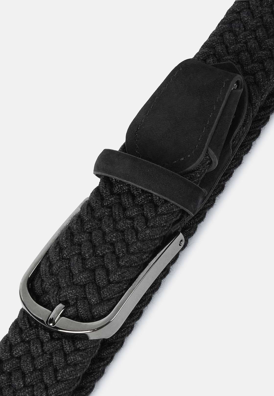 Woven Elasticated Belt, Charcoal, hi-res