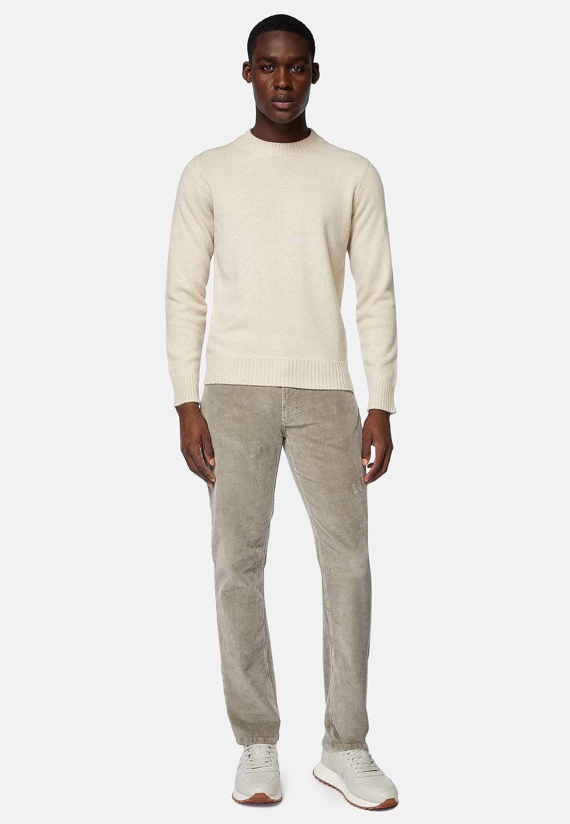 Sand Crew Neck Cashmere Jumper, Sand, hi-res