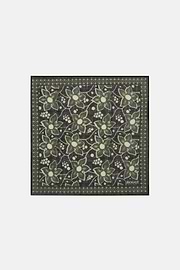 Floral Wool Pocket Square, Green, hi-res