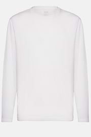 Long-sleeved Pima Cotton Jersey T-shirt, White, hi-res