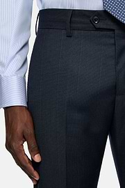 Navy Blue Pinstripe Suit In Pure Wool, Navy blue, hi-res