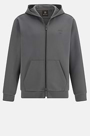 Cotton Blend Full-Zip Sweatshirt, Charcoal, hi-res