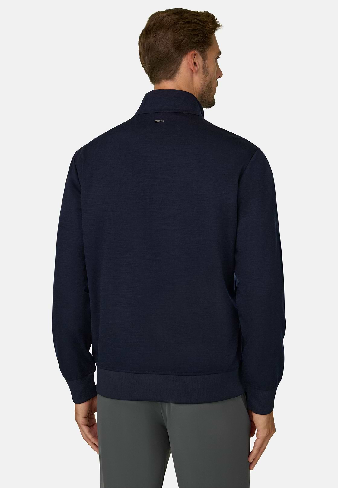 Quarter-Zip Sweatshirt in Wool Blend WOOLTECH, Navy blue, hi-res, 4