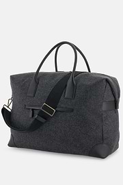 Duffle Bag in Leather and Wool Blend, Charcoal, thumb, 4