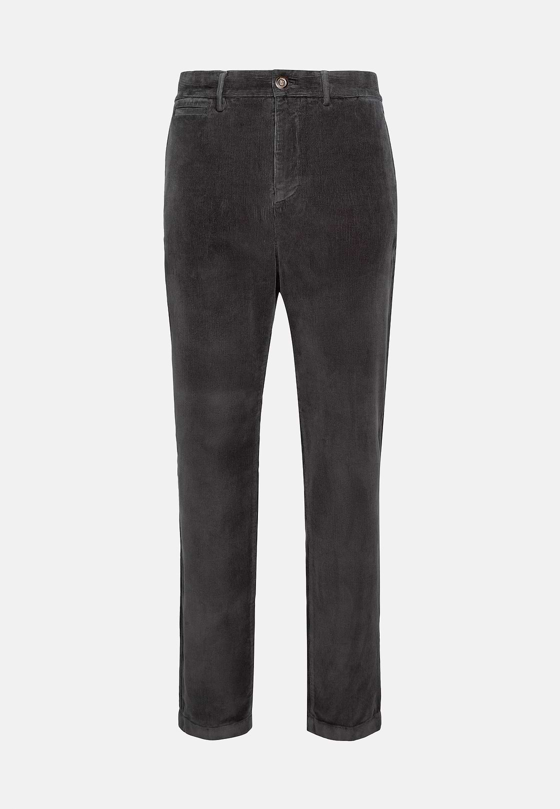 Trousers in Stretch Velvet, Charcoal, hi-res