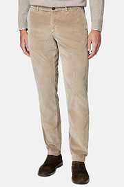 Trousers in Stretch Velvet, Beige, hi-res