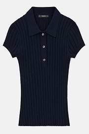 Polo Di Maglia In Cotone Seta, Navy, thumb, 5