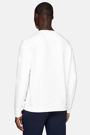 Cotton Mixed Crew Neck Sweater, White, hi-res