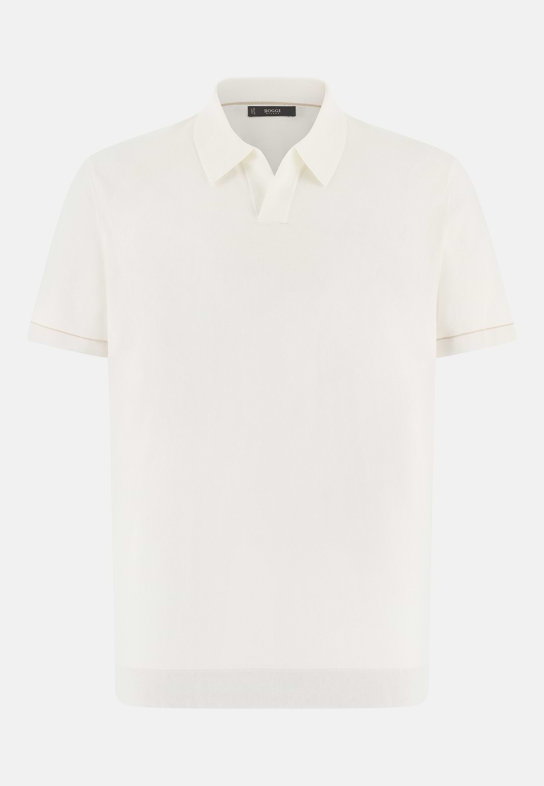 Strick-Poloshirt Aus Baumwollkrepp, Weiß, hi-res, 5
