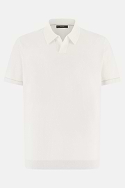 Strick-Poloshirt Aus Baumwollkrepp, Weiß, thumb, 5