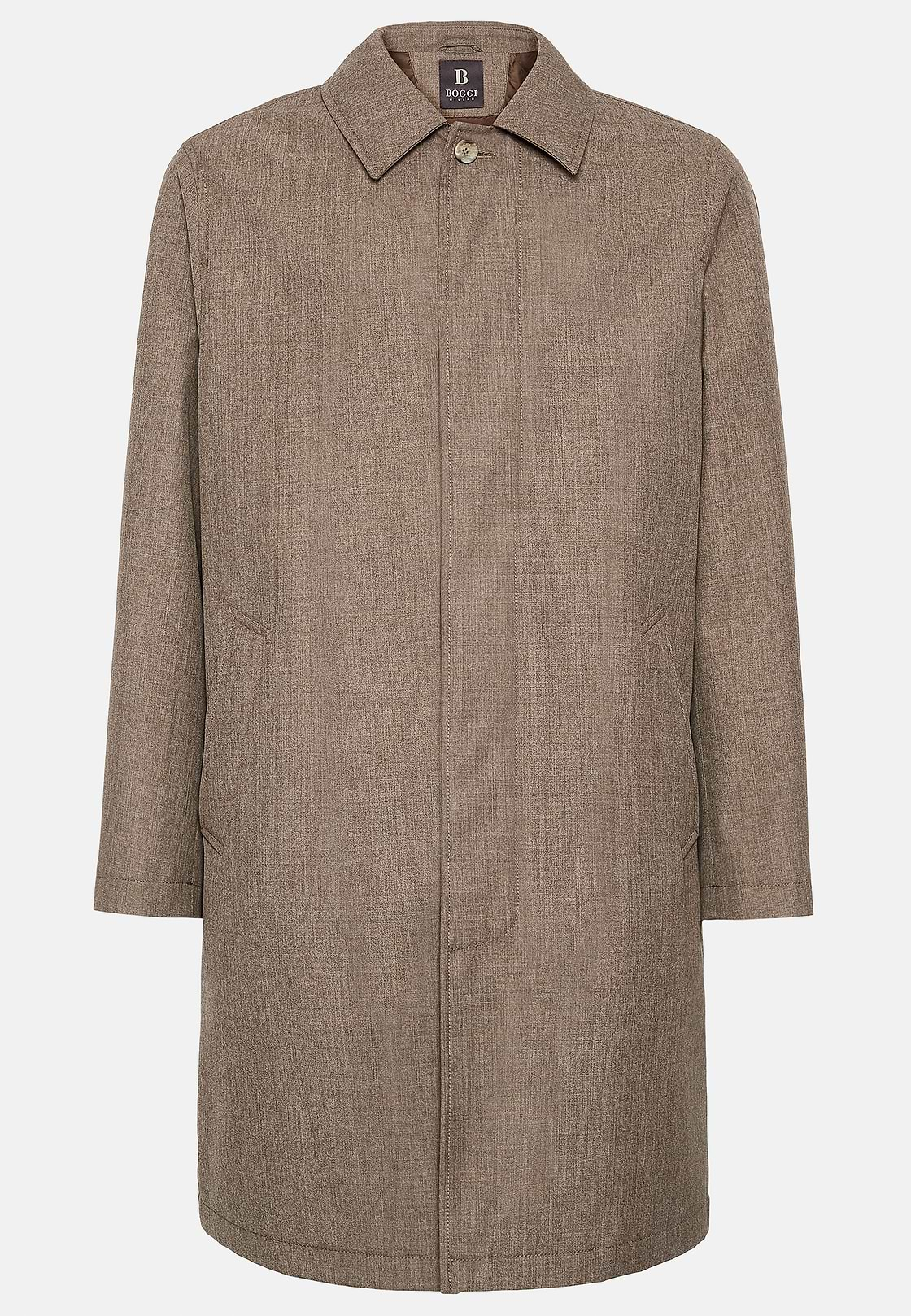 Pea Coat In Technical Wool, Taupe, hi-res