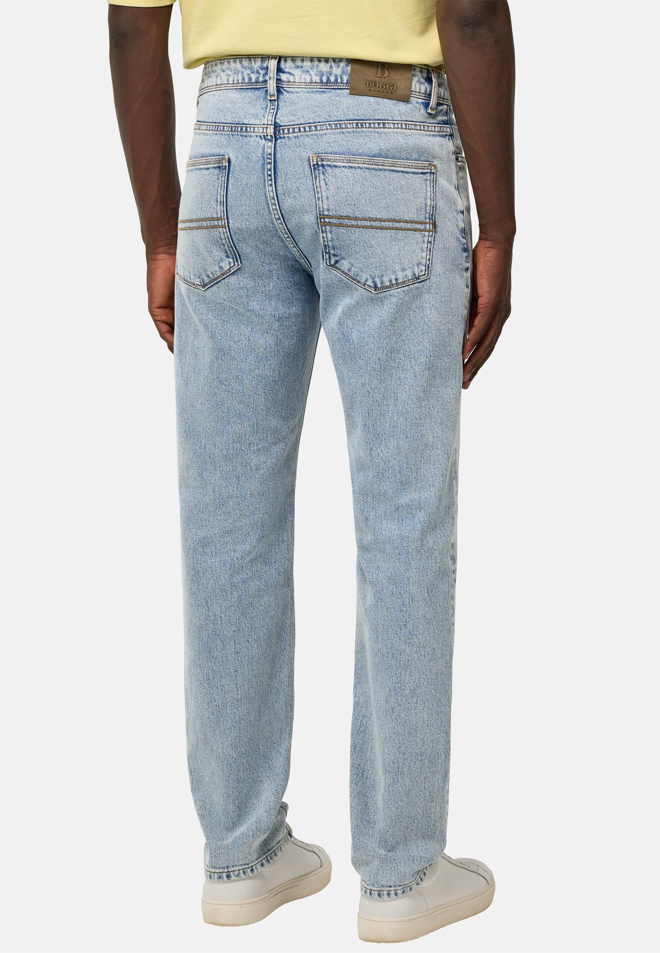 Men's Light Blue Stretch Denim Jeans | Boggi Milano